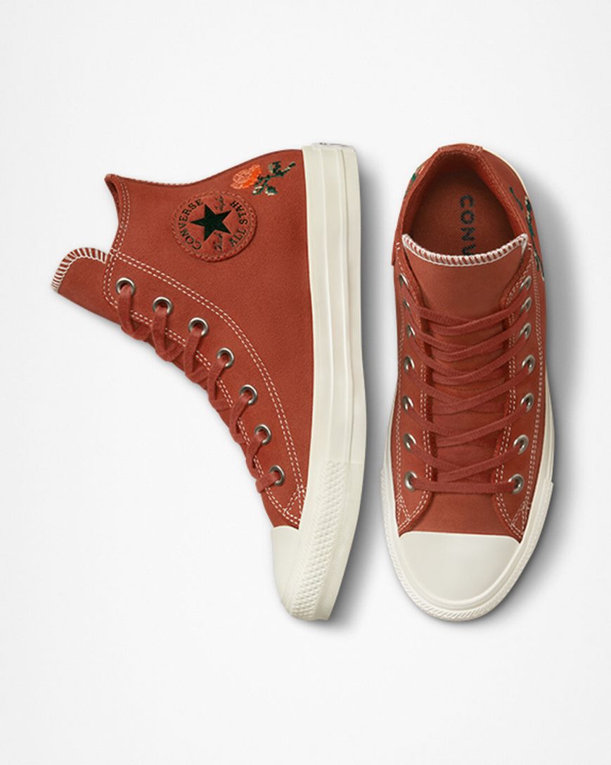 Tenisi Inalti Dama Converse Chuck Taylor All Star Embroidered Roses Portocalii | RO 13YLDV150